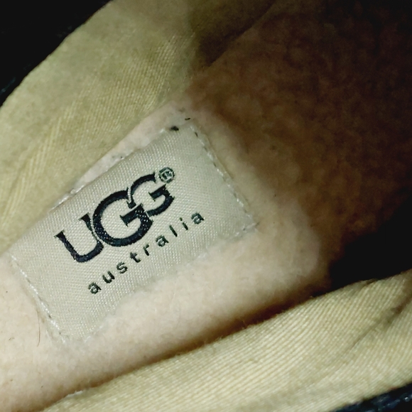 UGG Cary Black Nubuck Leather Back Lace Block Heel Mid Calf Boots D1018 - Picture 8 of 12